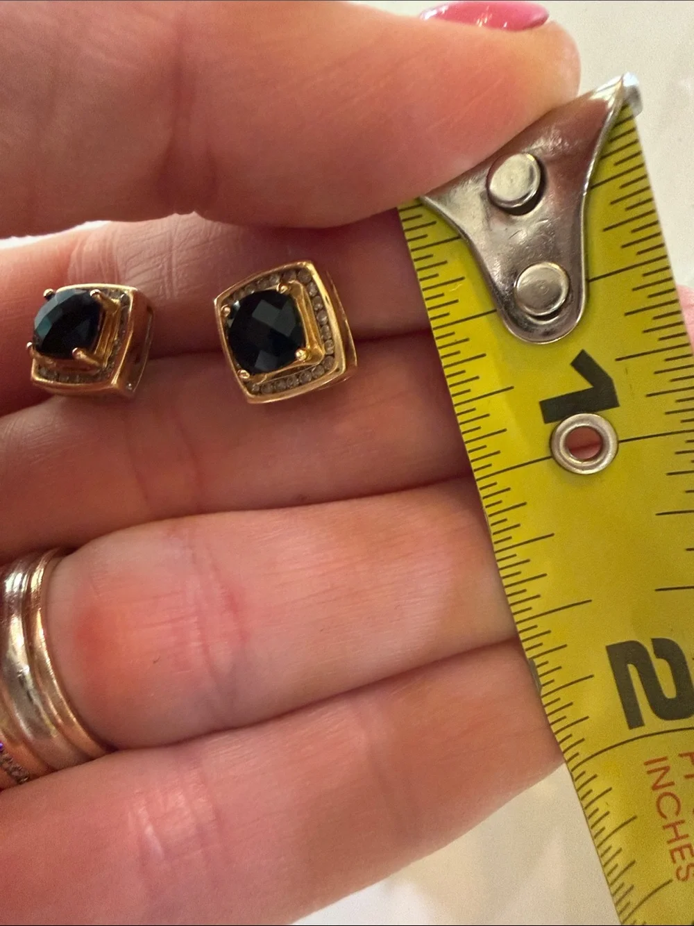 Gold Tone Black Onyx Faux Fashion Jewelry Studs